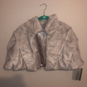 NWT TAHARI FAUX FUR SHRUG JACKET SHAW SZ LARGE